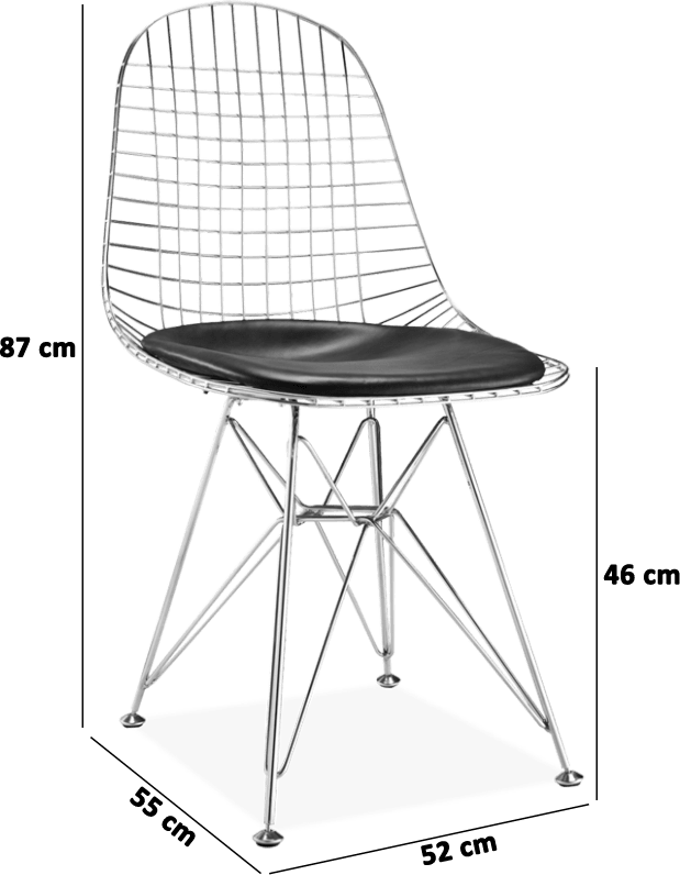 Chaise à manger en fil métallique de style DKR