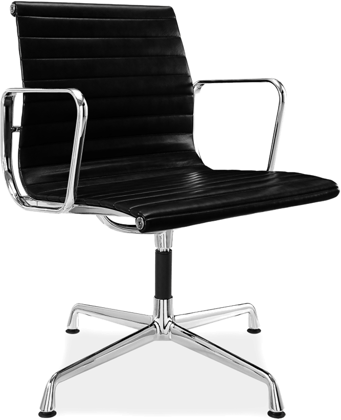Chaise de bureau style Eames EA108 en cuir Black image.
