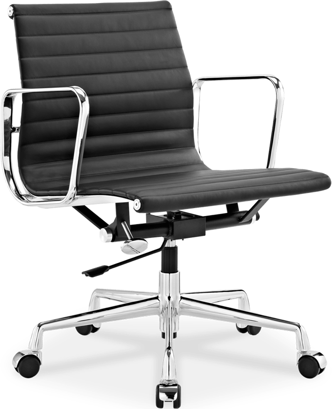 Chaise de bureau style Eames EA117 en cuir PU Black Style Leather image.
