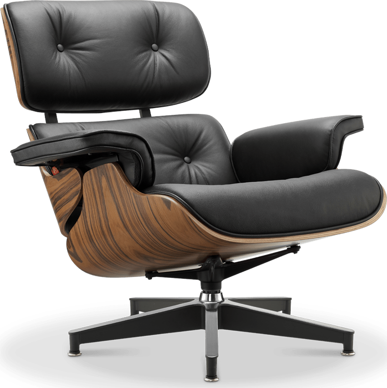 Eames Style Lounge Chair H version Miller Italian Leather/Black/Rosewood image.
