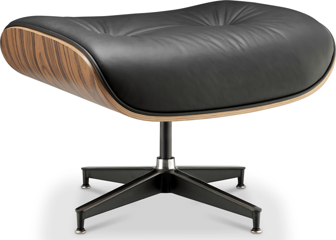 Eames Style Lounge Stool H version Miller Italian Leather/Black/Rosewood image.