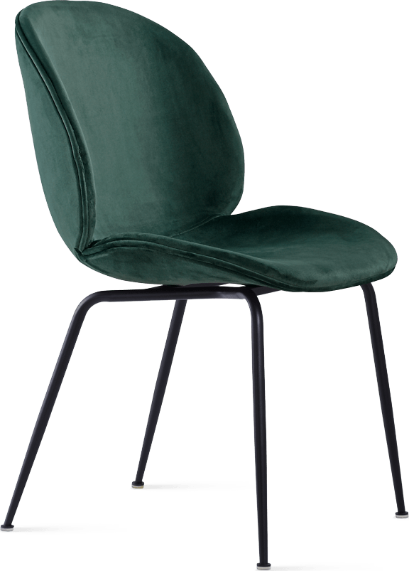 Beetle Style Dining Chair - Full Upholstered Velvet Bottle Green Velvet/Black image.
