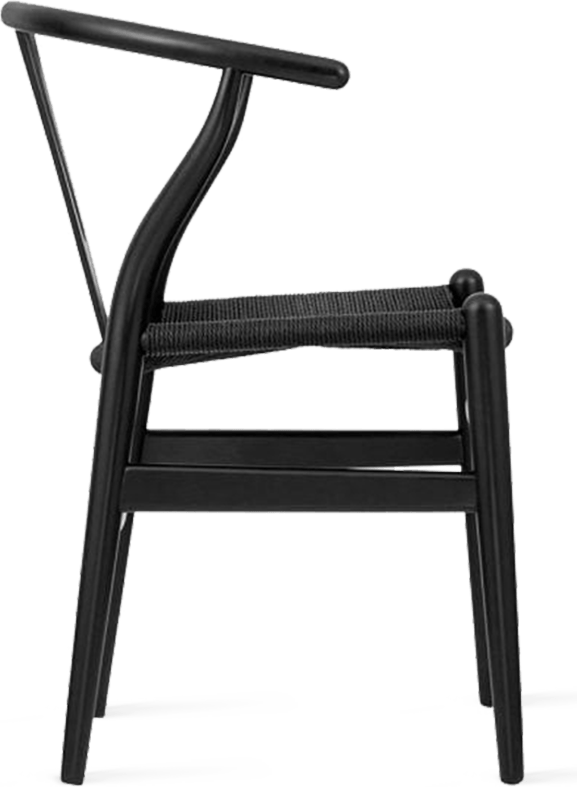 Chaise Wishbone (Y) - CH24 - Noir - Cordon noir Lacquered/Black image.