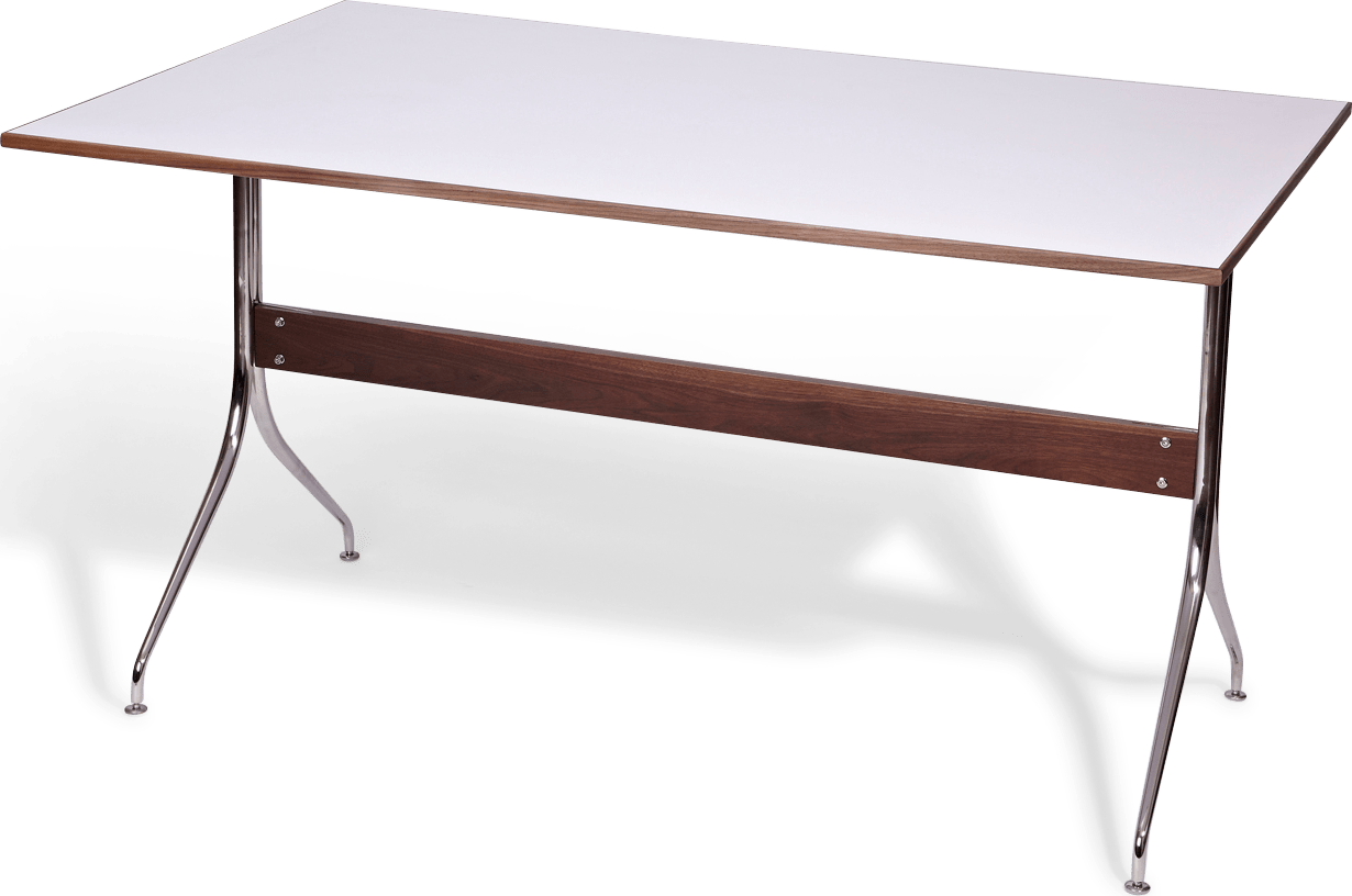 Swag Leg Rectangular Dining Table  White image.