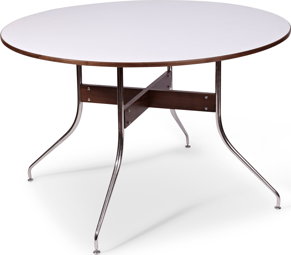 Table de salle à manger ronde à pieds mobiles White image.