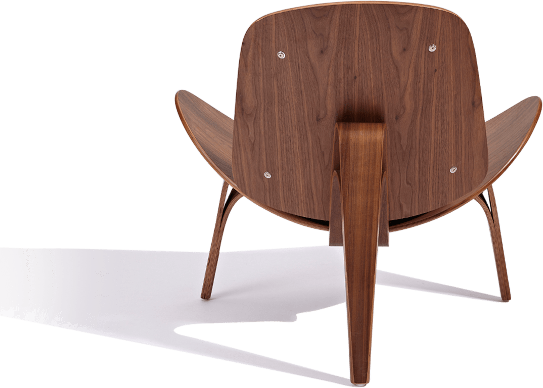 Shell Chair (CH07) Italian Leather/Black/Walnut Veneer image.