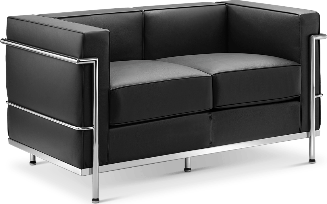 LC2 Style 2 Seater Sofa Black image.