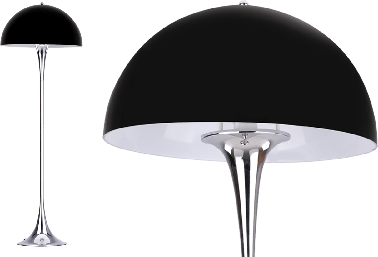 Panthella Style Floor Lamp Chrome Black image.