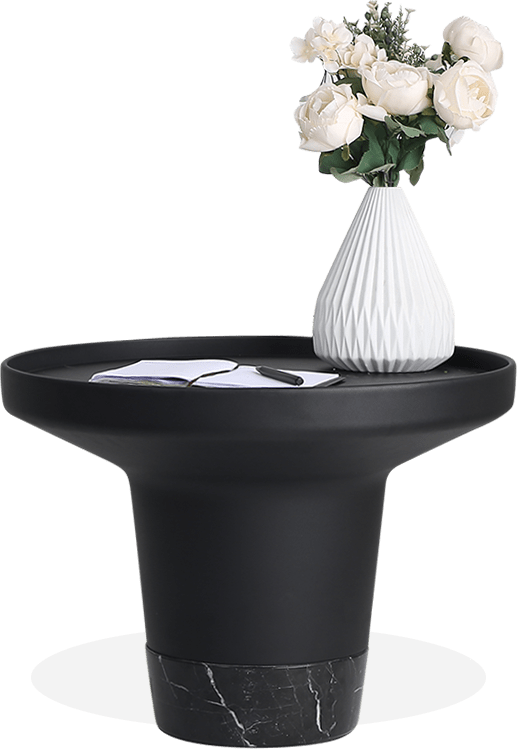 Table basse Poller - Noir, base en marbre noir, moyenne Black Marble/Black image.