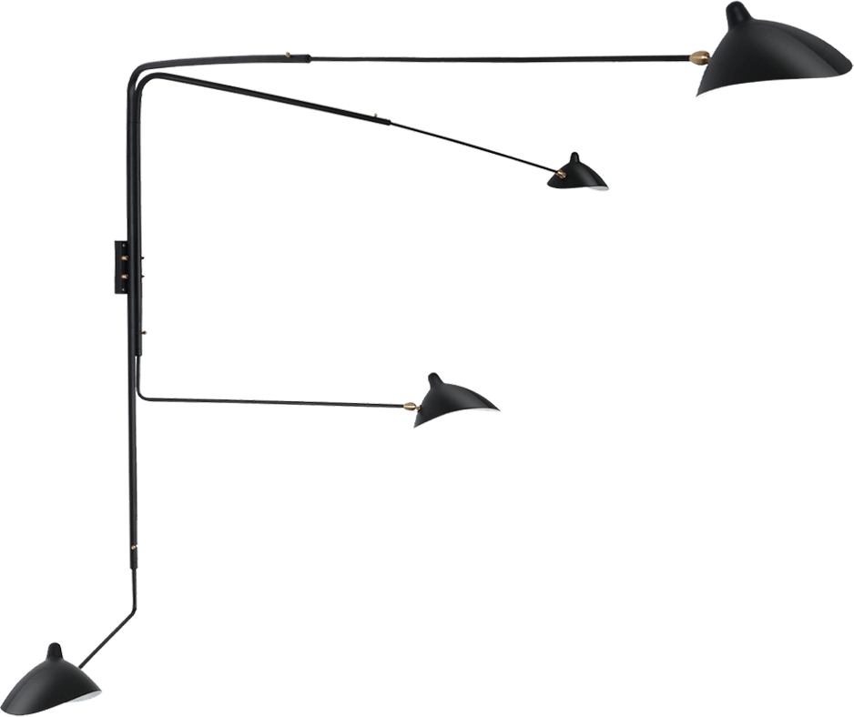 Serge Mouille Four - Arm Wall Lamp Black image.