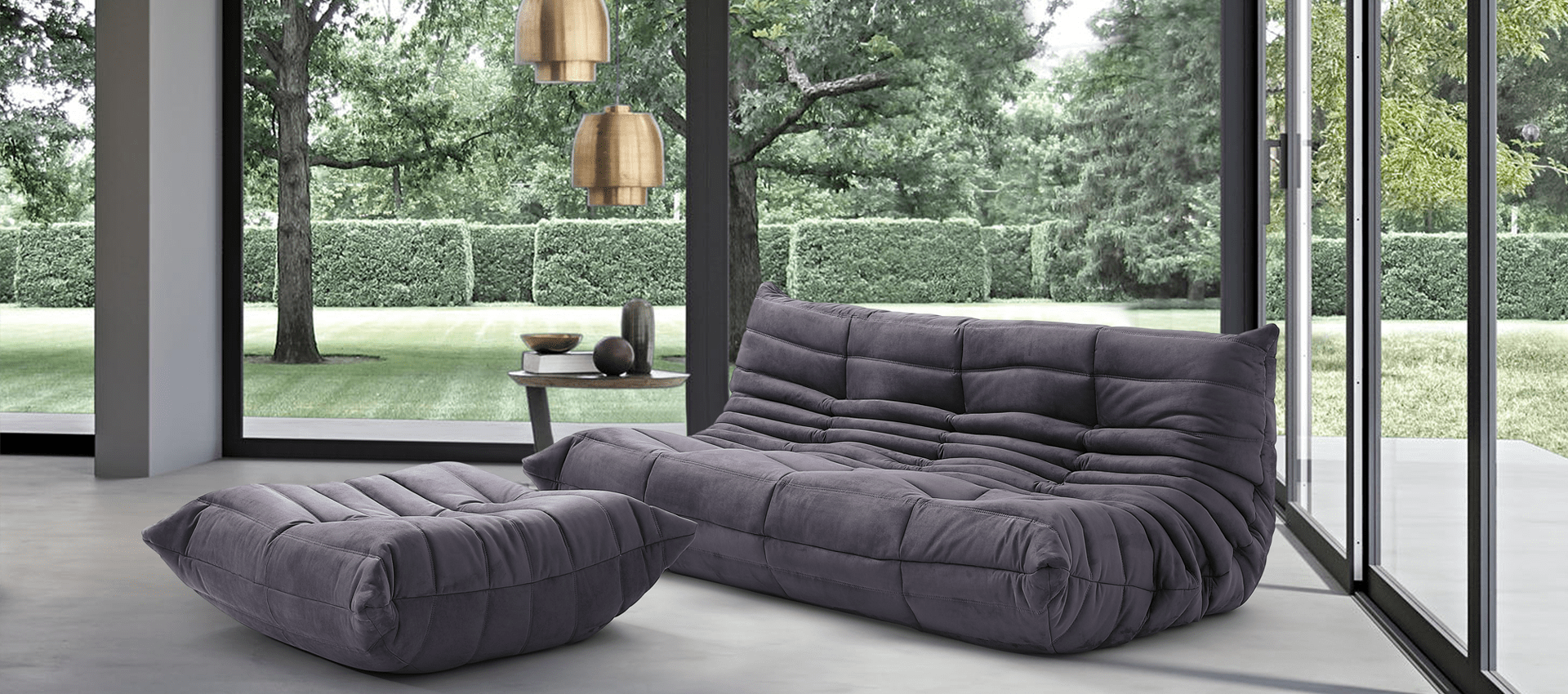 Canapé de salon style confort Charcoal Grey Alcantara/Alcantara image.