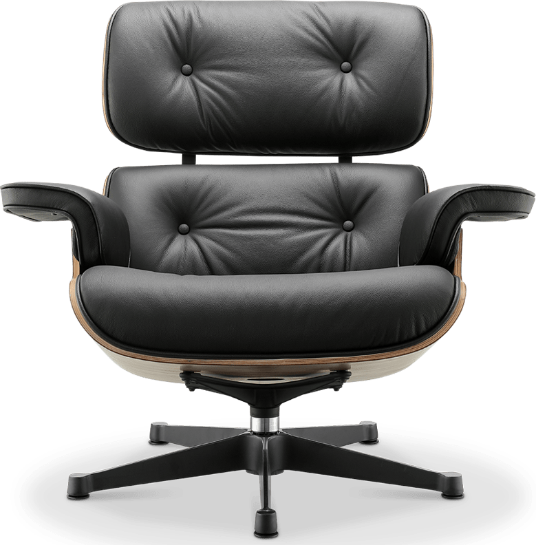 Chaise longue de style Eames 670 Italian Leather/Black/Walnut Veneer image.