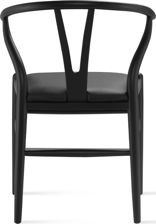 Chaise Wishbone (Y) - CH24 - Noir - Cuir noir Lacquered/Black image.