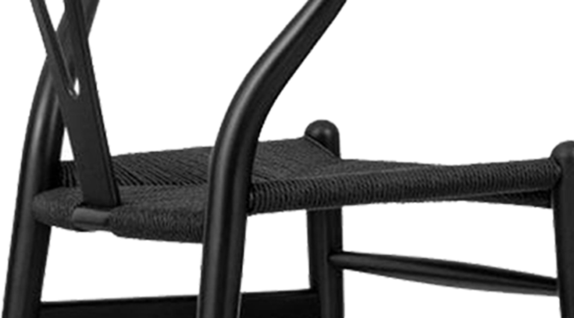 Chaise Wishbone (Y) - CH24 - Noir - Cordon noir