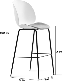 Beetle Style Barstool - Half Upholstered