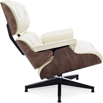 Eames Style Lounge Chair H Miller Version Premium Leather/Cream /Walnut image.