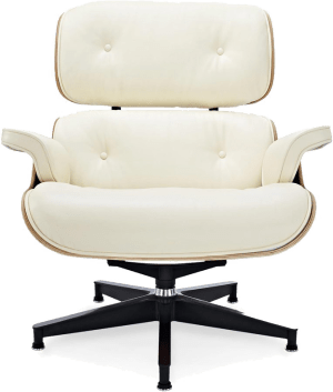 Eames Style Lounge Chair H Miller Version Premium Leather/Cream /Rosewood image.