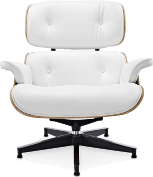 Eames Style Lounge Chair H Miller Version Premium Leather/White/Rosewood image.