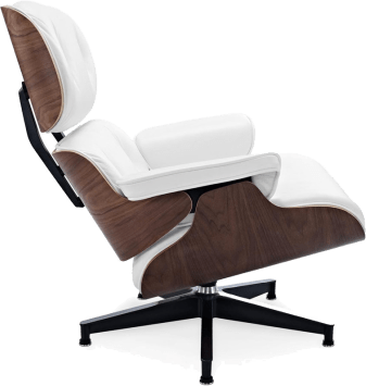 Eames Style Lounge Chair H Miller Version Premium Leather/White/Rosewood image.