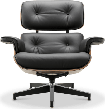 Eames Style Lounge Chair H Miller Version Premium Leather/Black/Walnut image.