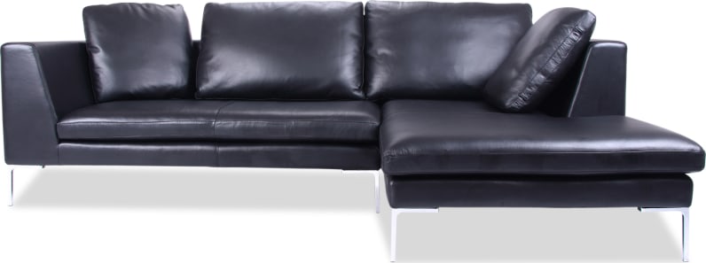 Charles Sofa Black /RIGHT CHAISE image.