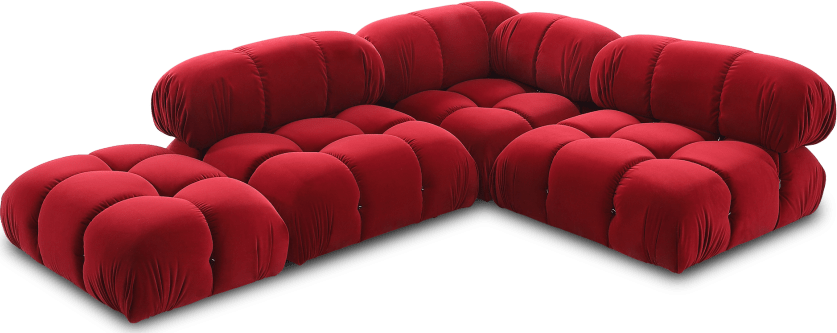 Camaleonda Style Corner Sofa - Left Armrest Dark Red Velvet/Velvet image.