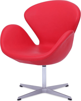 The Swan Chair  Italian Leather/With piping/Red image.