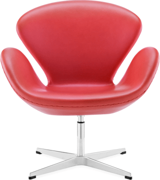 The Swan Chair  Premium Leather/Without piping/Red image.