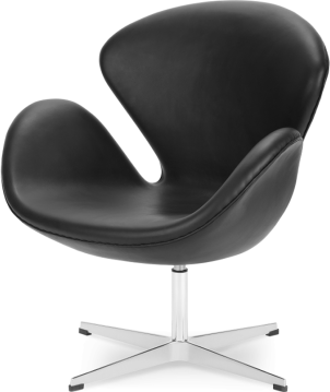 The Swan Chair  Italian Leather/With piping/Black image.