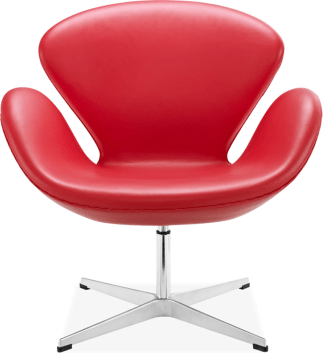 The Swan Chair  Premium Leather/With piping/Red image.