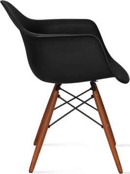DAW Style Plastic Dining Chair Black/Dark Wood image.