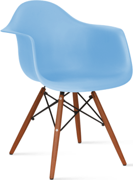 DAW Style Plastic Dining Chair Light Blue/Dark Wood image.