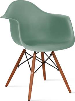 DAW Style Plastic Dining Chair Teal/Dark Wood image.