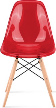 DSW Style Transparent Chair Red/Light Wood image.