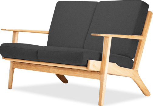 GE 290 Plank Loveseat 2 Seater Sofa Charcoal Grey/Ash Wood image.