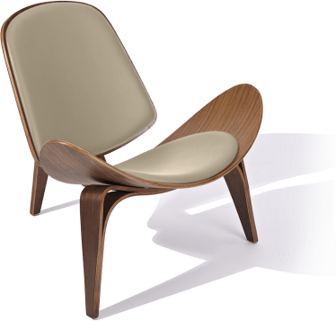 Shell Chair (CH07) Italian Leather/Beige/Rosewood image.
