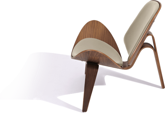 Shell Chair (CH07) Italian Leather/Beige/Walnut Veneer image.
