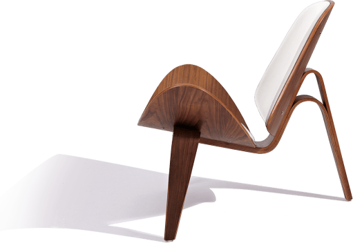 Shell Chair (CH07) Italian Leather/White/Walnut Veneer image.