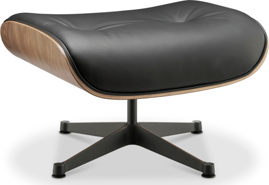 Eames Style Lounge Chair 670 Stool Premium Leather/Black/Walnut image.