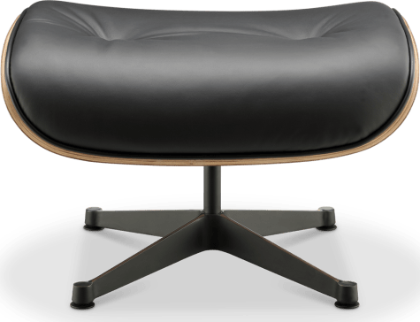 Eames Style Lounge Chair 670 Stool Premium Leather/Black/Walnut image.