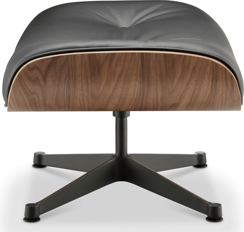 Eames Style Lounge Chair 670 Stool Premium Leather/Black/Walnut image.