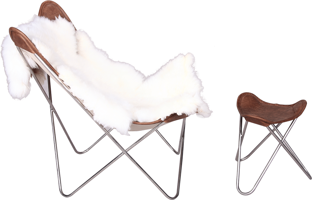 White leather butterfly clearance chair