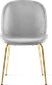 Beetle Style Dining Chair - Full Upholstered Velvet Grey Velvet/Gold image.