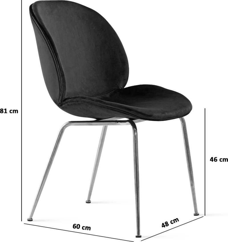 Beetle Style Dining Chair - Full Upholstered Velvet