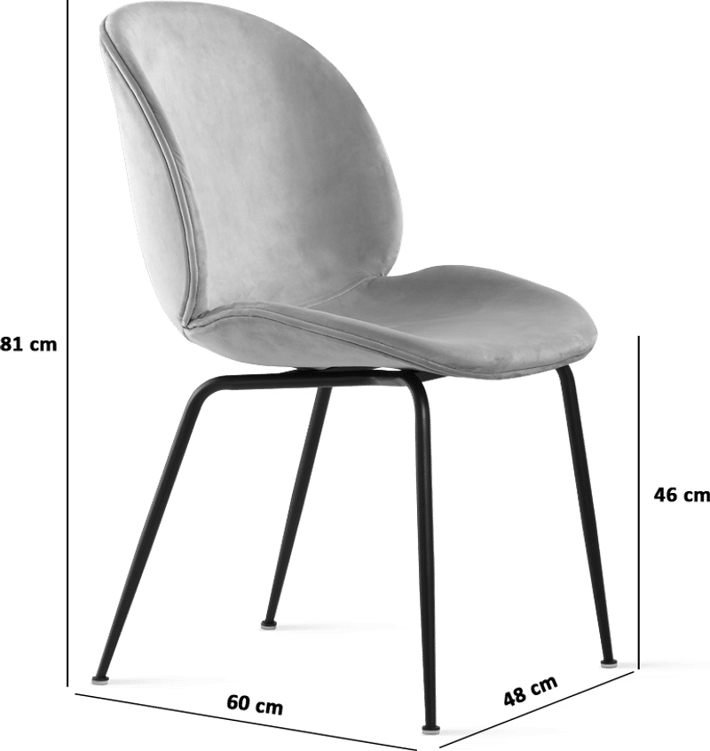 Beetle Style Dining Chair - full stoppad sammet