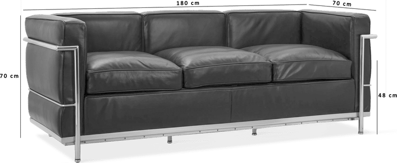 LC2 Style Petit - 3-sitsig soffa - svart läder