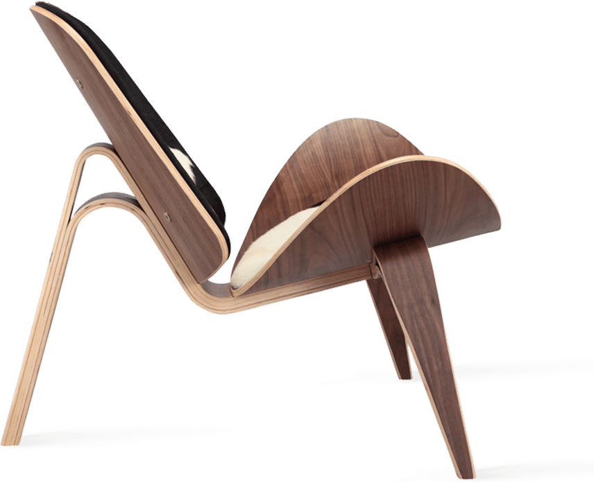 Shell Chair (CH07) Premium Leather/Black Cowhide/Walnut Veneer image.