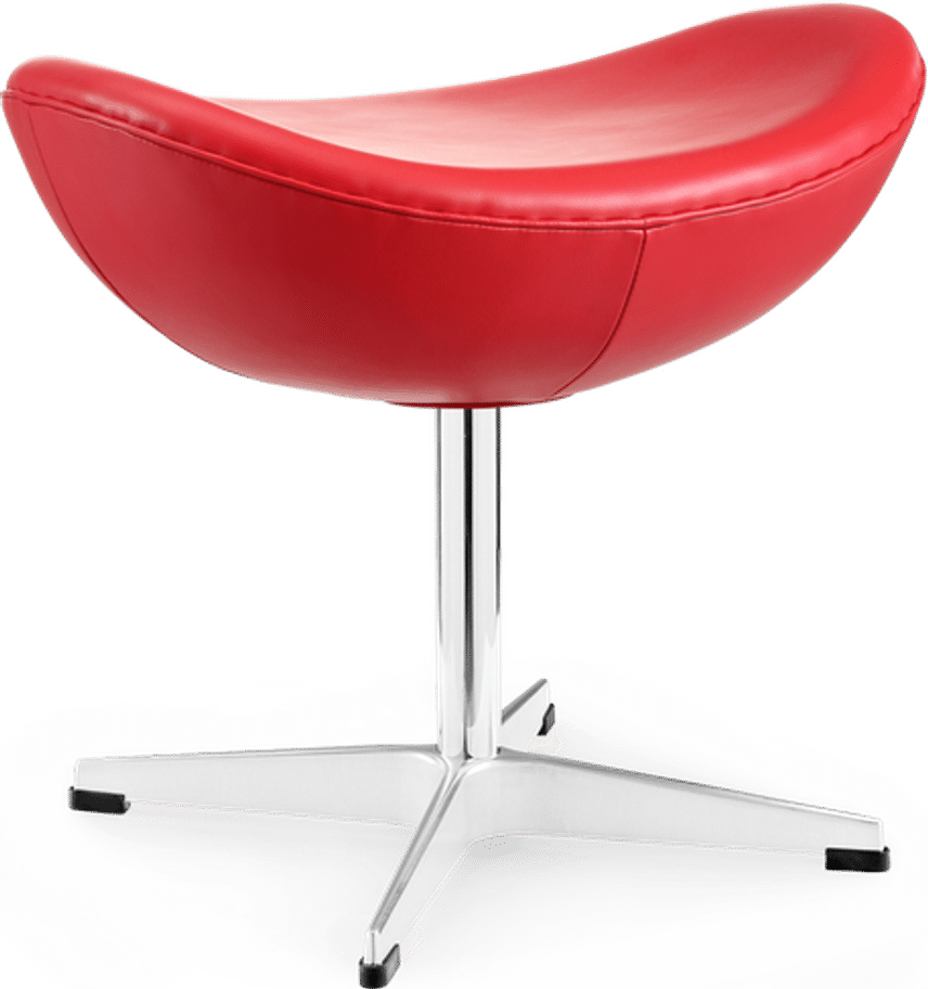 Egg Stool Italian Leather/With piping/Red image.