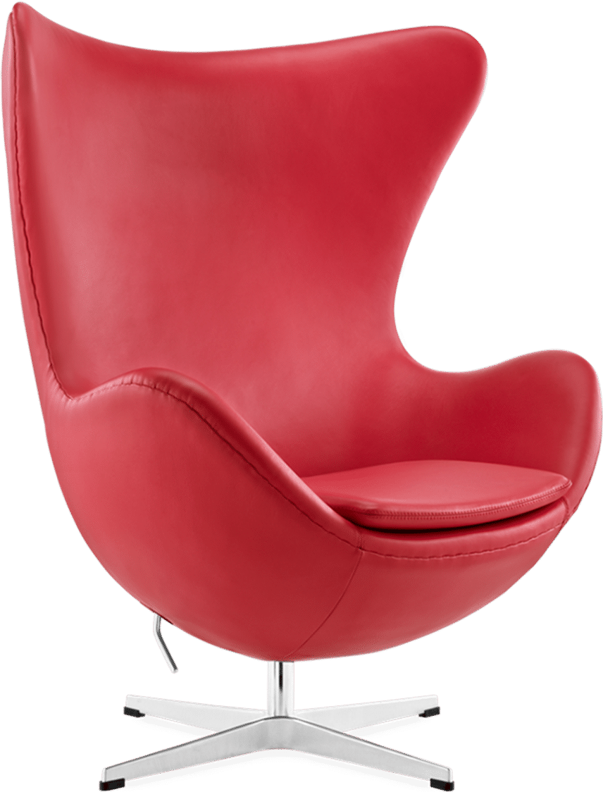 Le fauteuil à oeufs Premium Leather/Without piping/Red image.