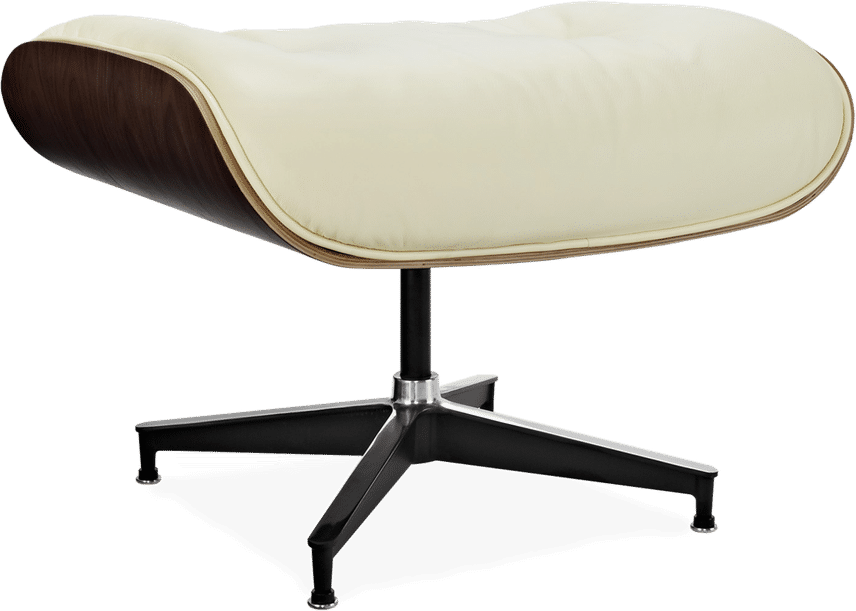 Eames Style Lounge Stool H Miller Version Premium Leather/Cream /Rosewood image.